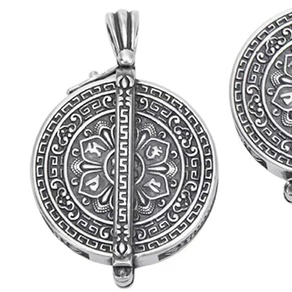 LORD BUDDHA COIN LOCKET PENDANT NECKLACE-Small 1" Silver Plated Amulet 24 inch - Picture 10 of 13
